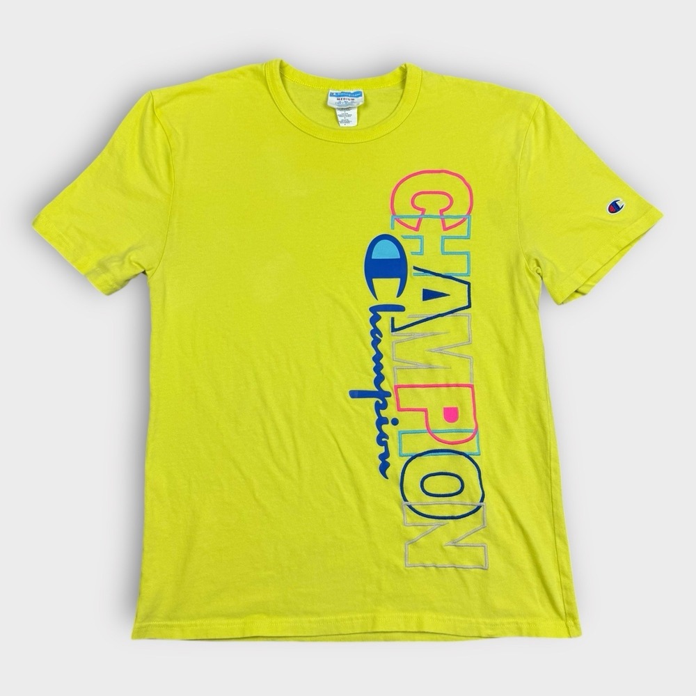 Champion Mens Short Sleeve T-Shirt Multi Color Logo Size Medium